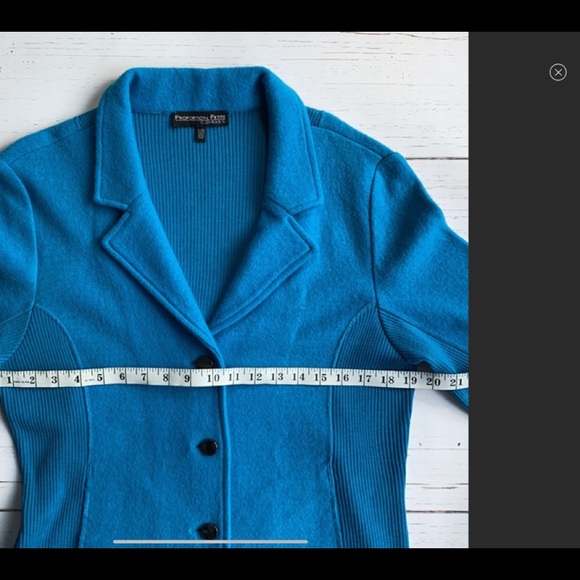 Conrad C 100% Wool Turquoise Button Sweater Blazer Size L. - Picture 4 of 7